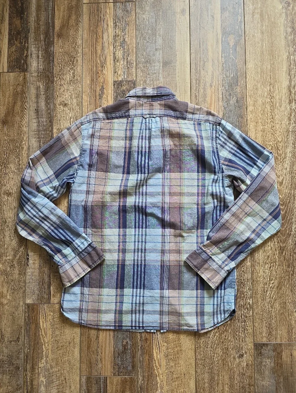 J.Crew - Slim Indian Madras Plaid Shirt - Large - Blue Beige Plaid